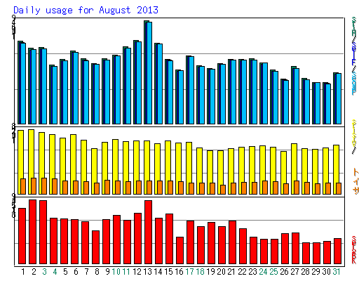 Daily usage for August 2013