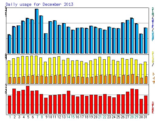 Daily usage for December 2013