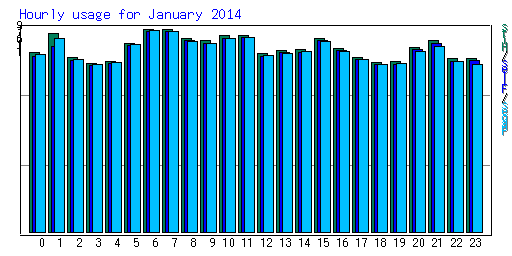 Hourly usage for January 2014